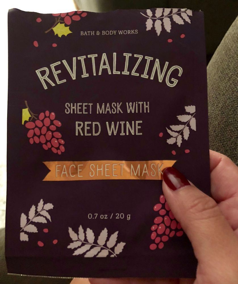 I picked up a few of these on sale at Bath & Body Works.  I left it on for 20 minutes.  It fit nicely and didn't feel tacky at all!  When I removed it, I massaged a bit of the excess in.  My skin felt calm and looked a bit brighter.  It wasn't a mask that stood out but it was definitely relaxing and I enjoyed the experience.