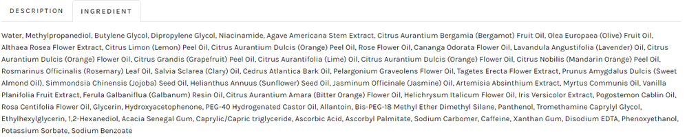 Ingredients List - Lapcos Skin First Oil Wrap Mask 8 Flower Nectar (from facetory dot com)