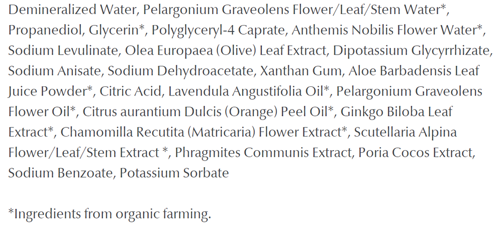 Ingredients List for Inna Organic Rose Geranium Soothing Facial Mask - from innaorganic dot us